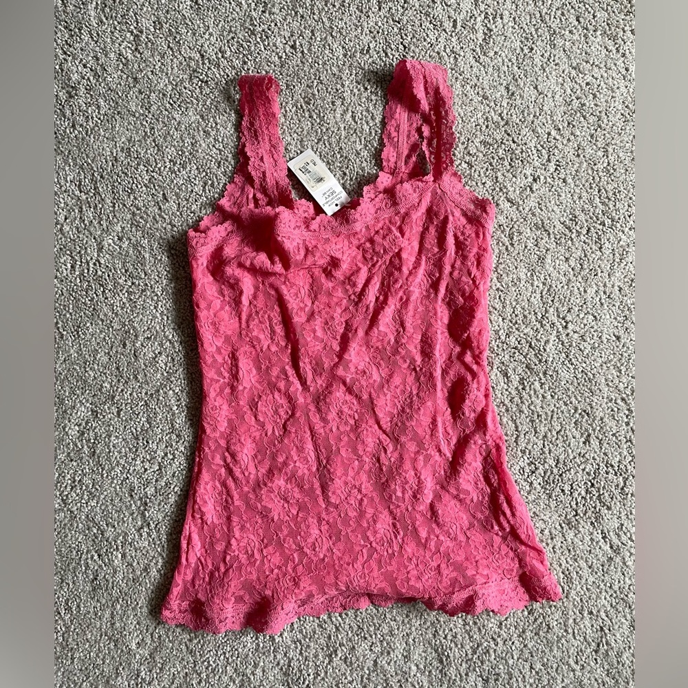 NWT Hanky Panky signature lace classic cami lingerie pink. Size M